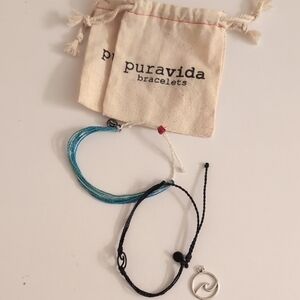 Pura Vida Turquoise and Black Bracelet Duo